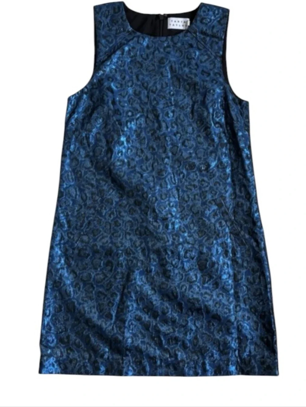 Tanya Taylor Tracy Blue Metallic Leopard Shift Dress ... Size 4